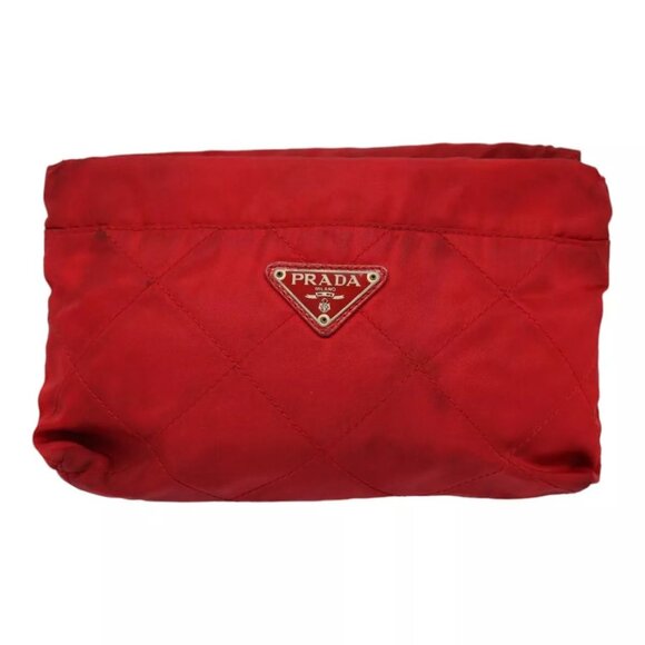 PRADA Pouch Nylon Red Silver Auth - Picture 10 of 16
